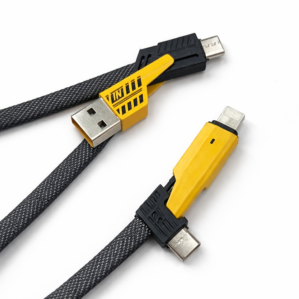 27W 4 in 1 Fast Charging Cable (Type-C + Lightning) | High Quality Braided Cable