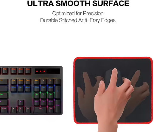 Custom Rubber Gaming Mousepad – Fabric Mat with Stitched Edges