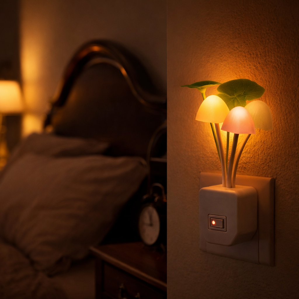 Mushroom Night Lamp on Bedside Table – The Genie Store