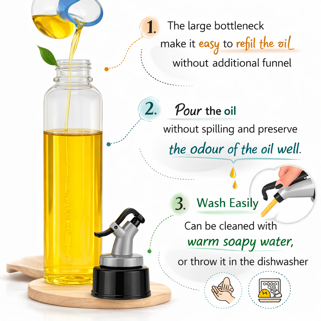 1 liter plastic oil pourer bottle for cooking oil storage and pouring