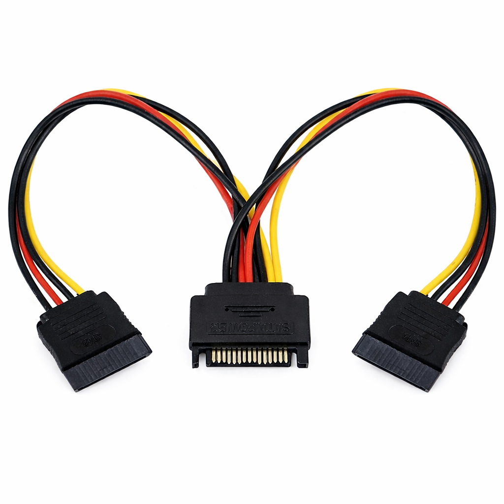 SATA Male to Dual Female Extension Cable Side View – The Genie Store
