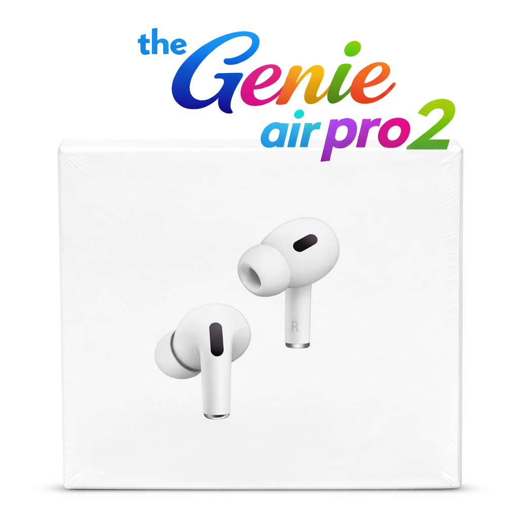 The Genie Air Pro 2 portable wireless earbuds compatible with iPhone and Android