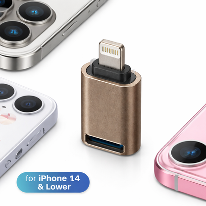 Lightning to USB OTG Adapter for iPhone 14 & Below | USB Pendrive Connector