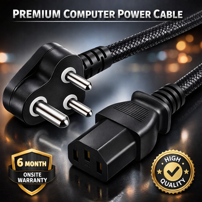 Desktop PC Power Cable | Heavy-Duty AC Power Cord for CPU & Monitor