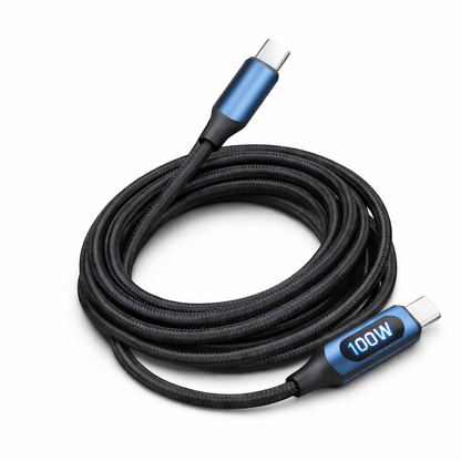 100W Type-C to Type-C Fast Charging Cable with LED Display – High-Speed Data Transfer