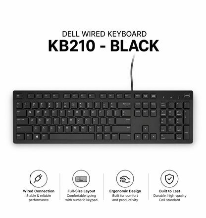 Dell KB210 Wired Keyboard Black Full Size USB