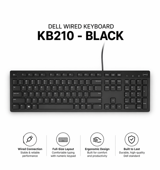 Dell KB210 Wired Keyboard Black Full Size USB