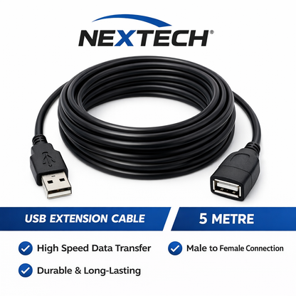 Nextech USB Male to USB Female Extension Cable – High-Speed Data & Charging
