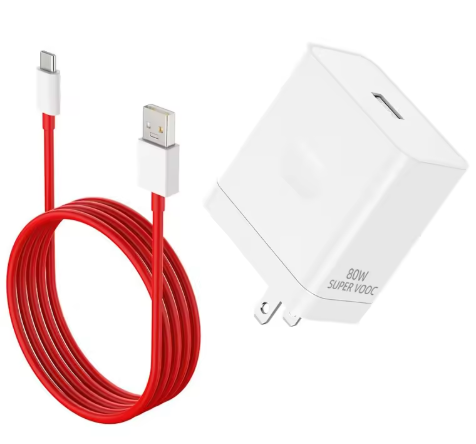 80W SUPERVOOC Fast Charger – USB-A Adapter with Cable