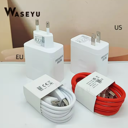 80W SUPERVOOC Fast Charger – USB-A Adapter with Cable