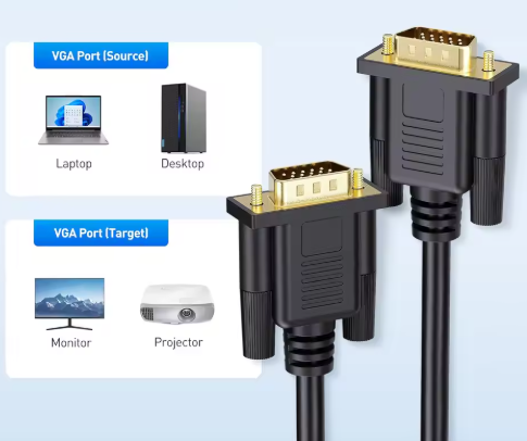 VGA Cable Male to Male | 1080p Monitor Cable with Ferrite Cores
