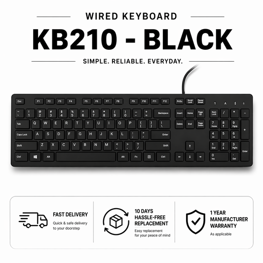 Dell KB210 Wired Keyboard Full Size USB Keyboard Black | Fast Typing Keyboard for PC Laptop Desktop