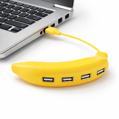 Banana shape 4-port USB 2.0 hub for PC and laptop available at The Genie Store India