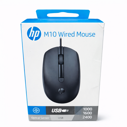 HP M10 wired mouse for office and home use compatible with laptop and PC