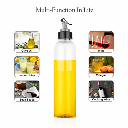 Kitchen oil container with controlled pour drip free nozzle and secure lid1