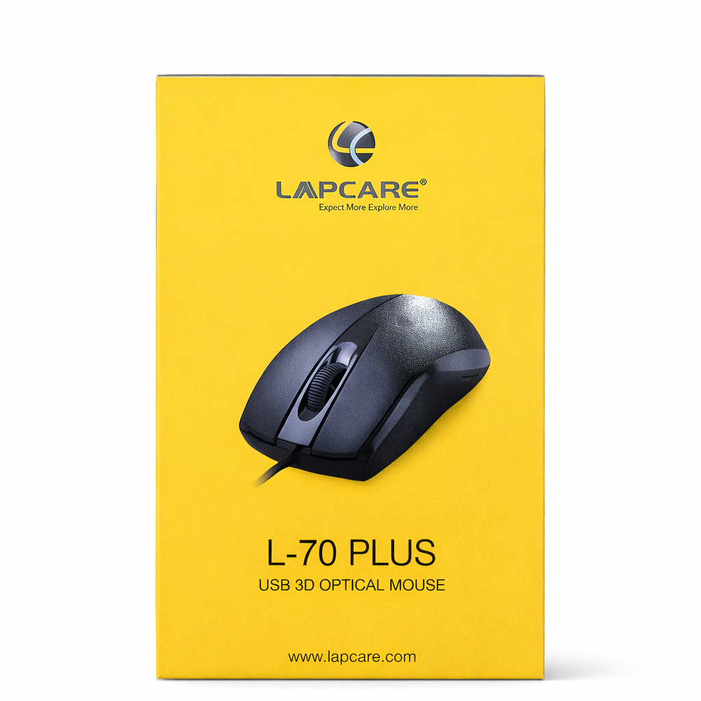 Lapcare L70 Plus ergonomic optical mouse black color for office and home use
