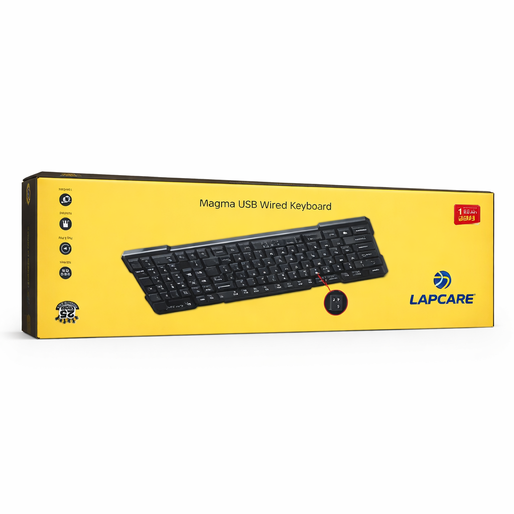 Lapcare Magma Wired USB Keyboard – Ergonomic, Durable, Plug & Play for PC & Laptop