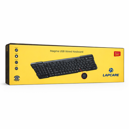 Lapcare Magma Wired USB Keyboard – Ergonomic, Durable, Plug & Play for PC & Laptop