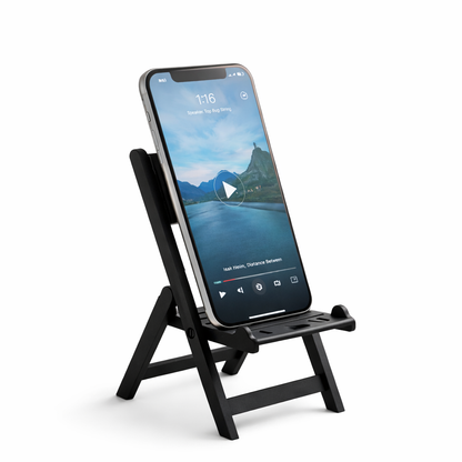 Cute mini chair design mobile stand holding smartphone on desk