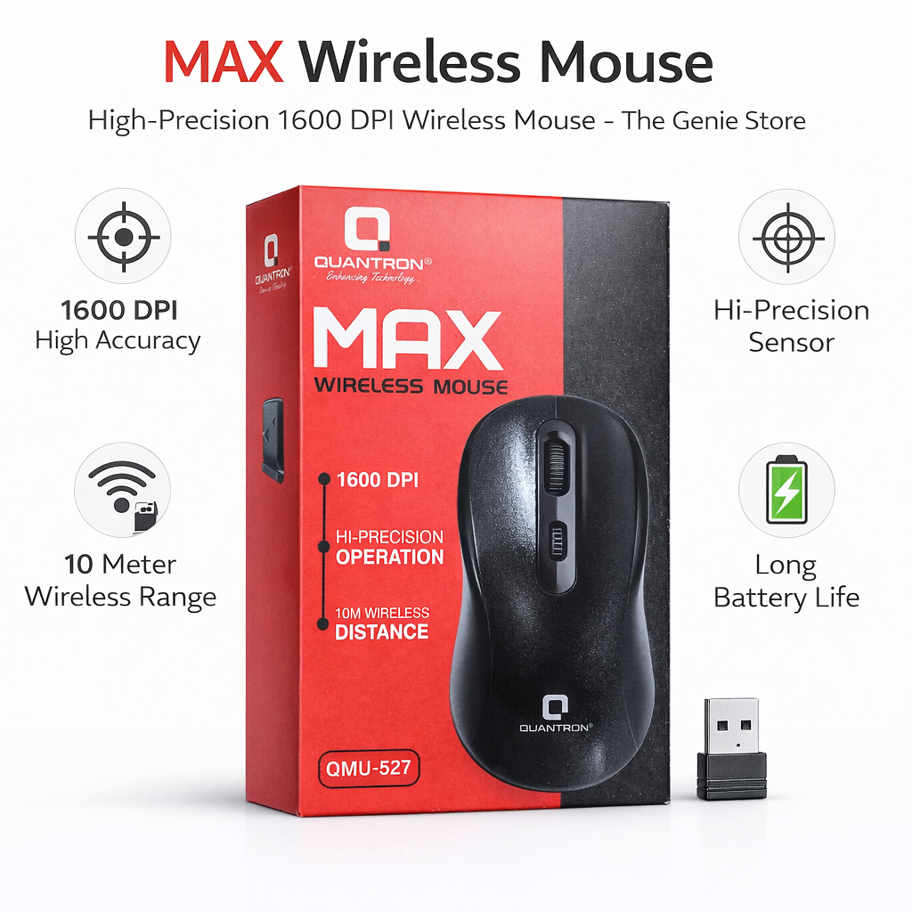 Quantron QMU 527 Max wireless USB mouse 1600 DPI optical for laptop and PC