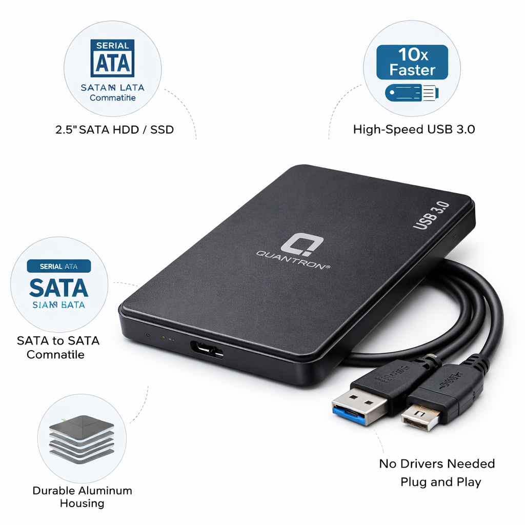 Quantron QUH 230 External Hard Drive Case – Durable & Portable