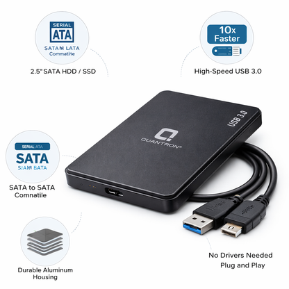 Quantron QUH 230 External Hard Drive Case – Durable & Portable