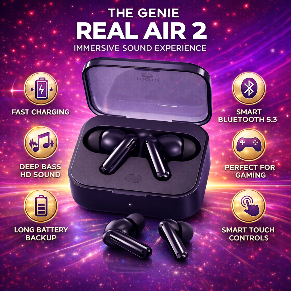 Real Air 2 earbuds open charging case premium design lightweight earbuds