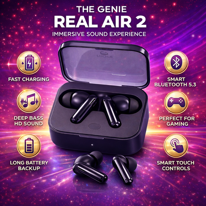 Real Air 2 earbuds open charging case premium design lightweight earbuds