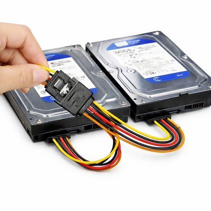 SATA Y-Splitter Cable Male to Dual Female Front View – The Genie Store