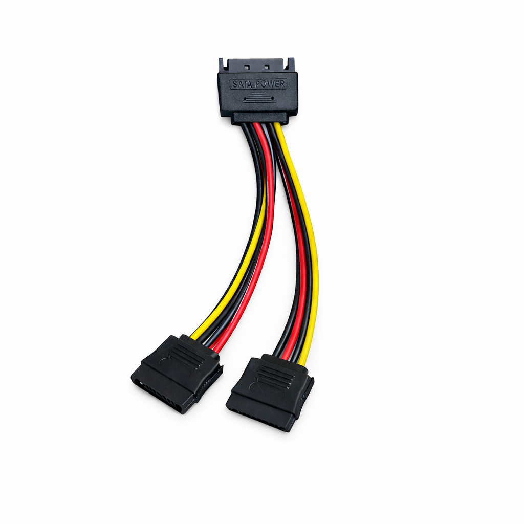 SATA Y-Splitter Cable Male to Dual Female Front View – The Genie Store
