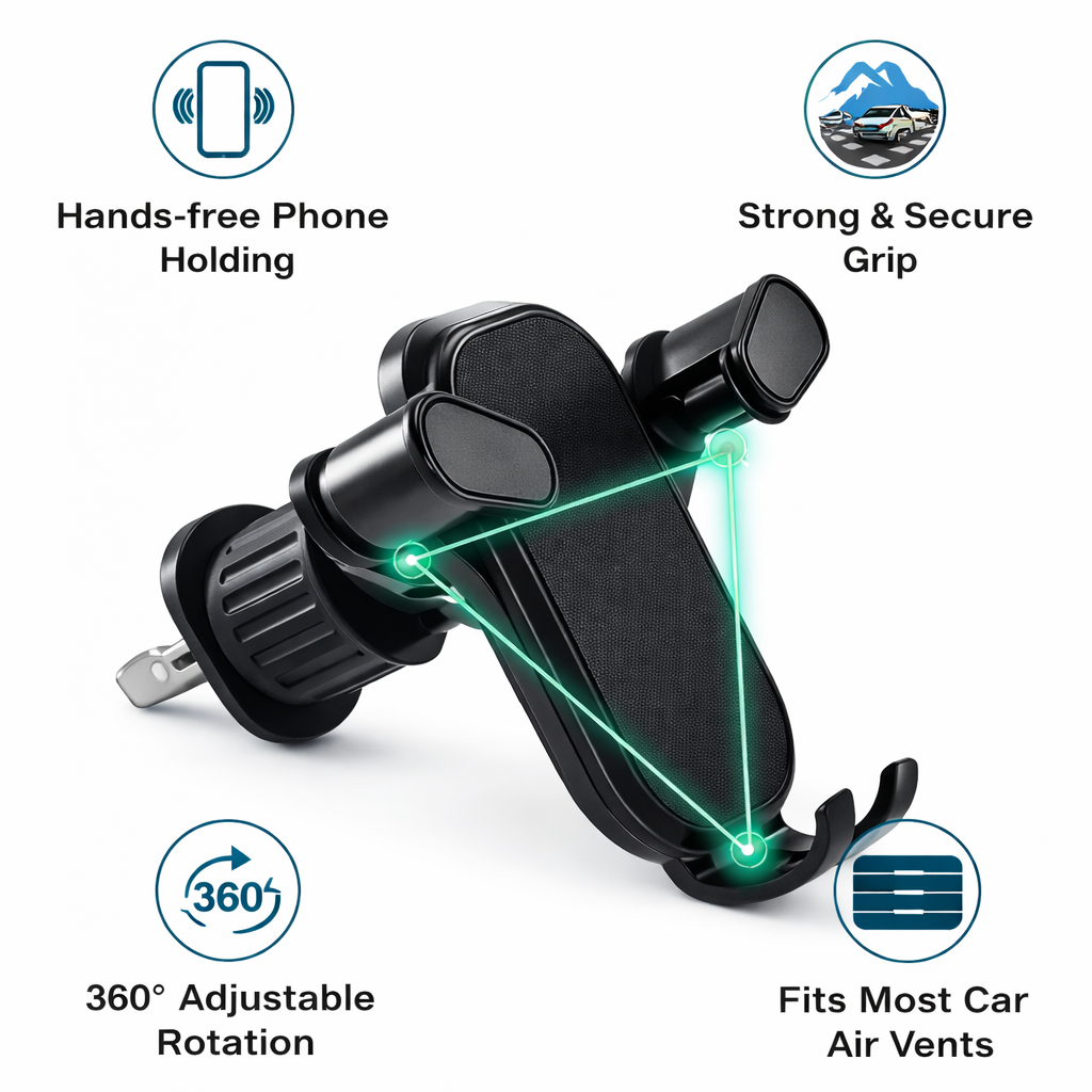 Plastic Car Mobile Holder for Dashboard & Windshield – Universal Phone Stand