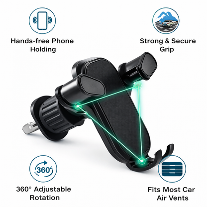 Plastic Car Mobile Holder for Dashboard & Windshield – Universal Phone Stand