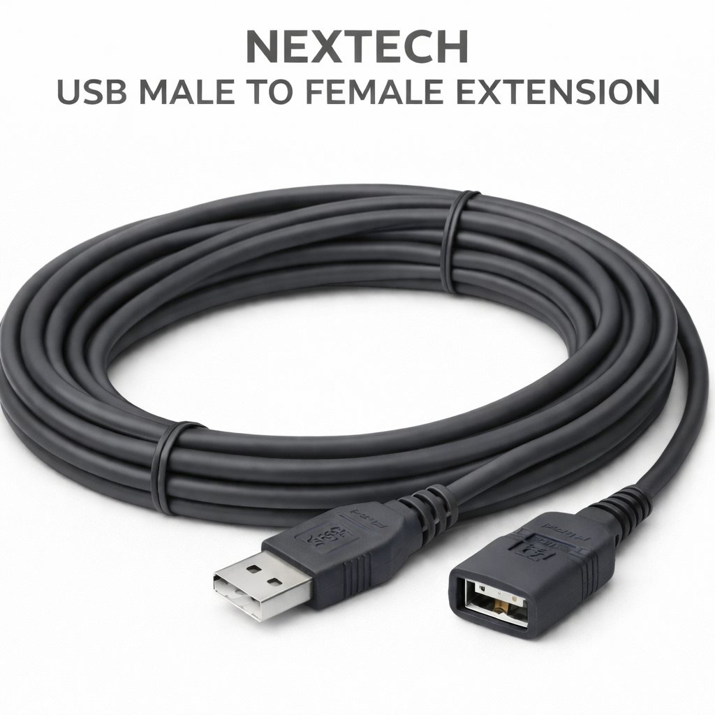 USB Male to Female Nextech Extension Cable Side View – The Genie Store