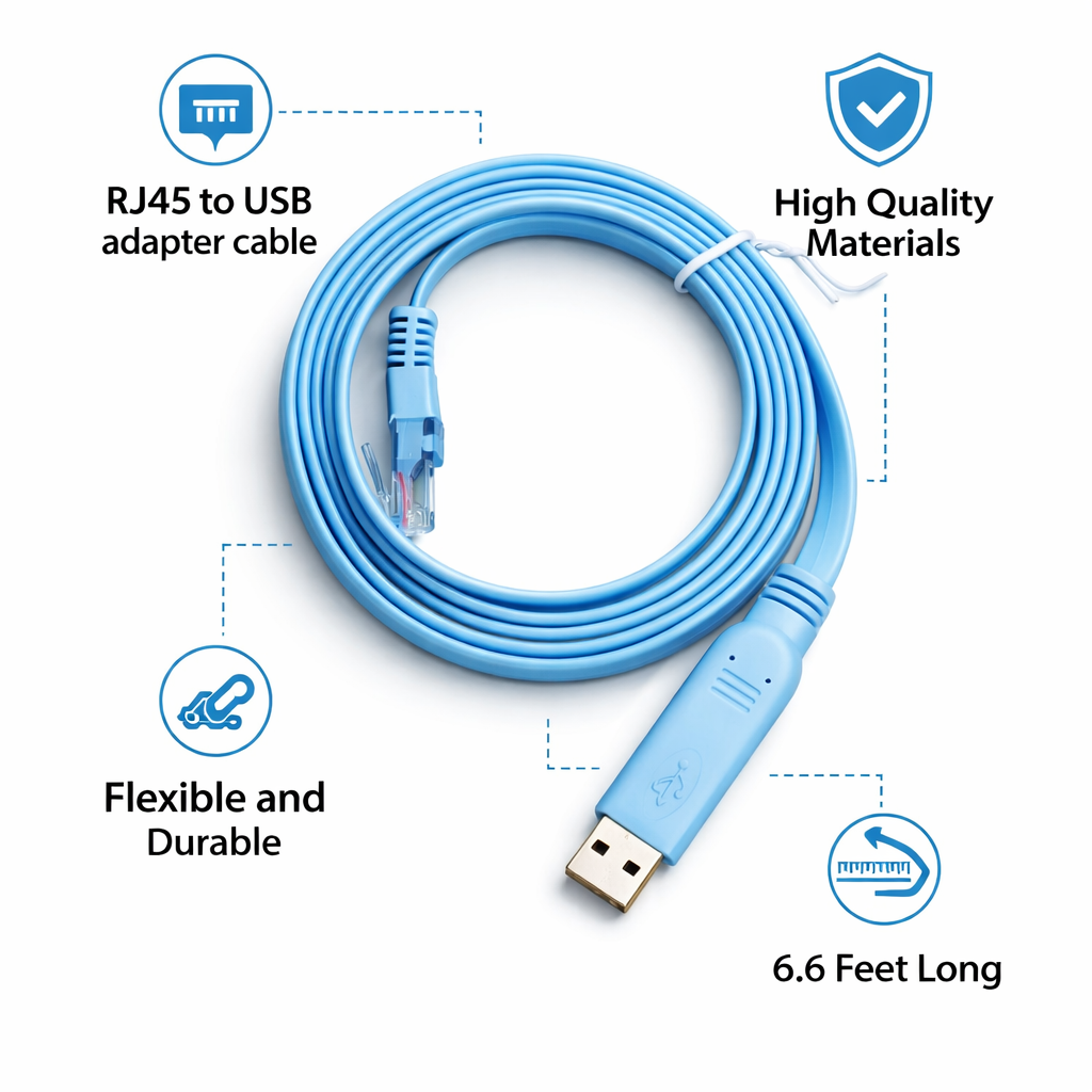 USB to RJ45 Console Cable – Serial Console & LAN Adapter Cable