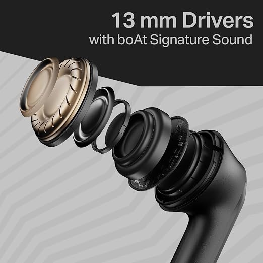 boAt Airdopes 219, 4Mics ENx, 40H Battery, Best in Segment for Calling, App Support, Bluetooth Earbuds, TWS Ear Buds Wireless Earphones with mic (Carbon Black)