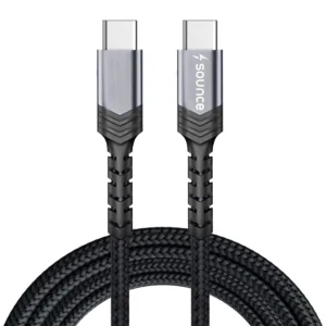 Sounce USB Type C to Type C 3A (60W) Fast Charging Braided Cable for Mobile, Laptop, Tablets & other Type-C devices Supports PD Tech & QC 3.0 Charge 480mbps Data Transfer Speed 1.5 Meter